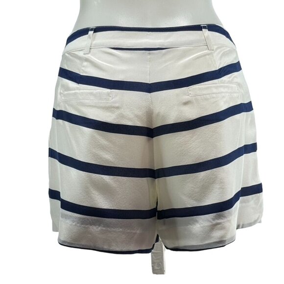 ANNIE GRIFFIN Women's Shorts Silk Blue White Striped Pockets Lined Size 6 - Picture 2 of 10